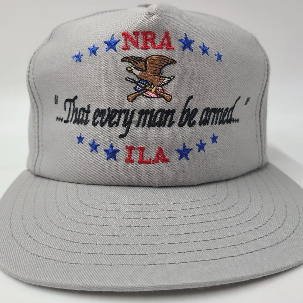 Vintage NRA ILA Hat Snapback Louisville Mfg Co Gray 2nd Amendment Every Man Arm